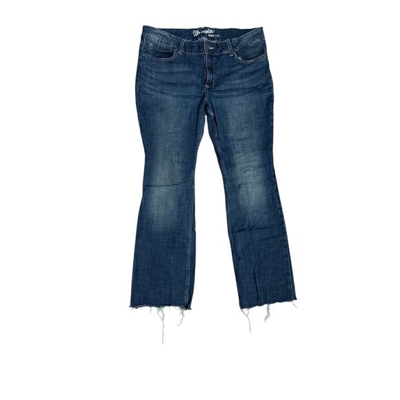 Wrangler Mid-Rise Boot Cut Dark Wash Jeans - Women's 17x32 Raw Hem - Picture 1 of 5